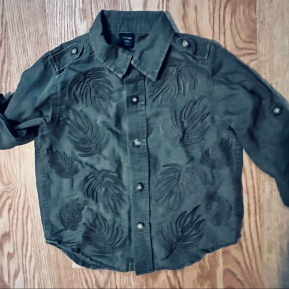 GAP Other - Baby Gap Green Khaki Long Sleeve Button Down Shirt Linen & Cotton Roll Tab